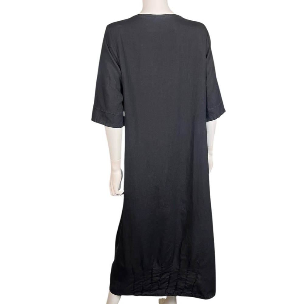 Bryn Walker Lagenlook Black Light Linen Midi Dress - Picture 9 of 12